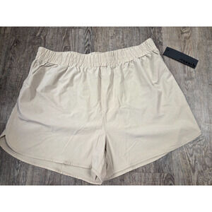 Mono B NWT Women's Light Beige Khaki Elastic Waist Athletic Shorts Size 1XL